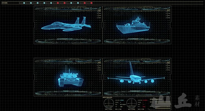 科幻军事科技VR信息图表地图用户界面分析...