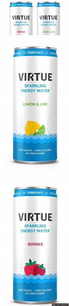 美德能量水 功能饮料包装设计  黄柠檬为...