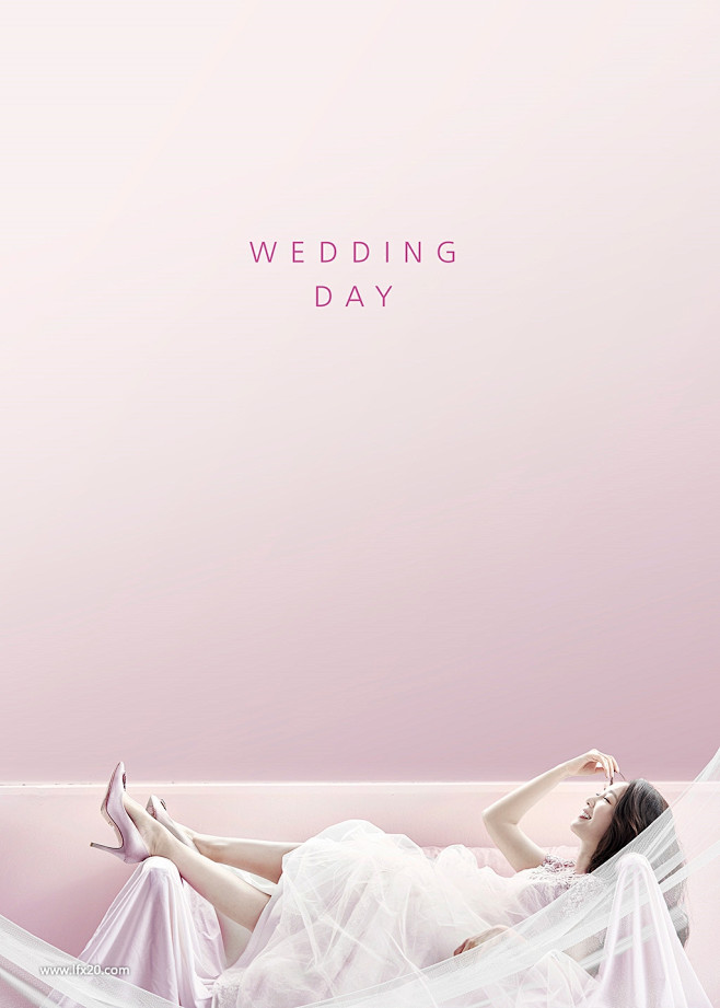 情人爱人婚礼婚纱简约版式纯色背景海报