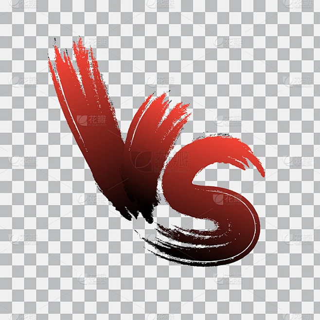 VS.透明背景上的字母标志。VS字母的红色渐变。矢量图素材-花瓣网