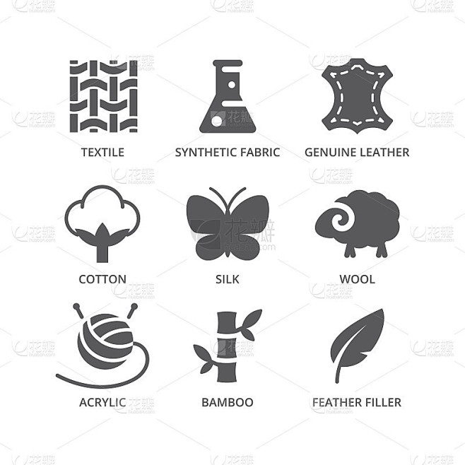 织物材料特征向量图标集