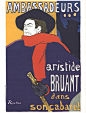 Aristide Bruant是19世纪晚期巴黎著名的歌厅歌手，喜剧演员和夜总会老板。 法国朱明画家Henri de Toulouse-Lautrec于1866年在大使馆创作了这张海报，宣传他的咖啡馆。 简单的轮廓线条搭配纯色块组成的海报对于后来的设计师的创作影响甚远。