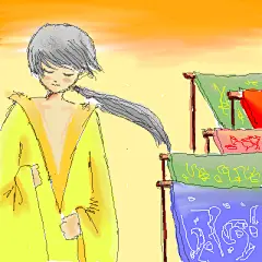 锌兔  的插画 夕阳