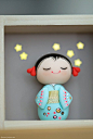 Polymer clay miniature doll Kokeshi doll