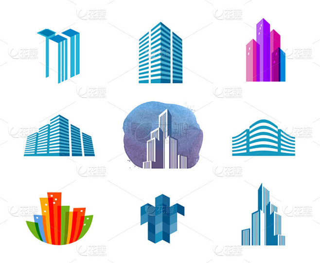 房子矢量 logo 设计模板。城市或建筑图标