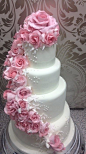 Pink Cascading Rose Wedding Cake | ...♥Beautiful Cakes♥...