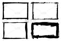 粗红的手绘画笔条纹。矢量黑色墨迹画笔笔划。绘制背景高度详细。肮脏的设计元素, 框, 文本框架。弯曲或