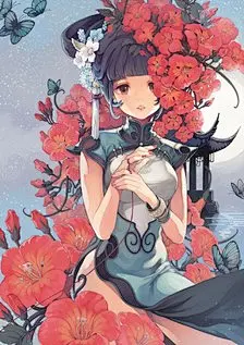 古风~中国风~插画~手绘~美男~妖孽~美女~古风场景~古风成双成对~Q版古风 『点缀宫妆面』