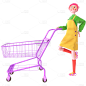 3D立体C4D推购物车人物2