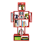 创意儿童机器人书架实木现代简约彩色儿童书柜小书架幼儿园置物架-淘宝网