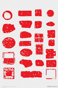 中国风红色印章文字框边框古风标签免扣元素素材