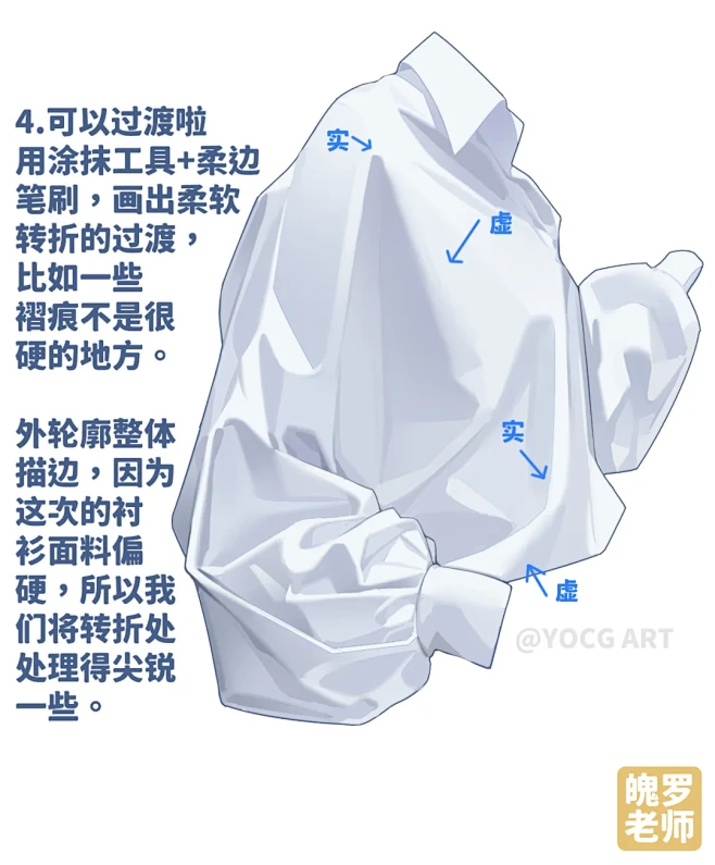 【干货教程】来学画白衬衫的褶皱吧~ - ...