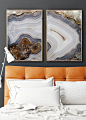 Set of 2 Agate Prints  - Prints (Print #056 & 057) - choose Fine Art Print or CANAVS - Mineral Geode Agate Decor