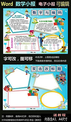 word电子小报模板数学简报数字与编码
...