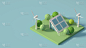 太阳能住宅，生态是一个节约能源的概念，从太阳免费获得能源。环保智能家居，3d渲染。
