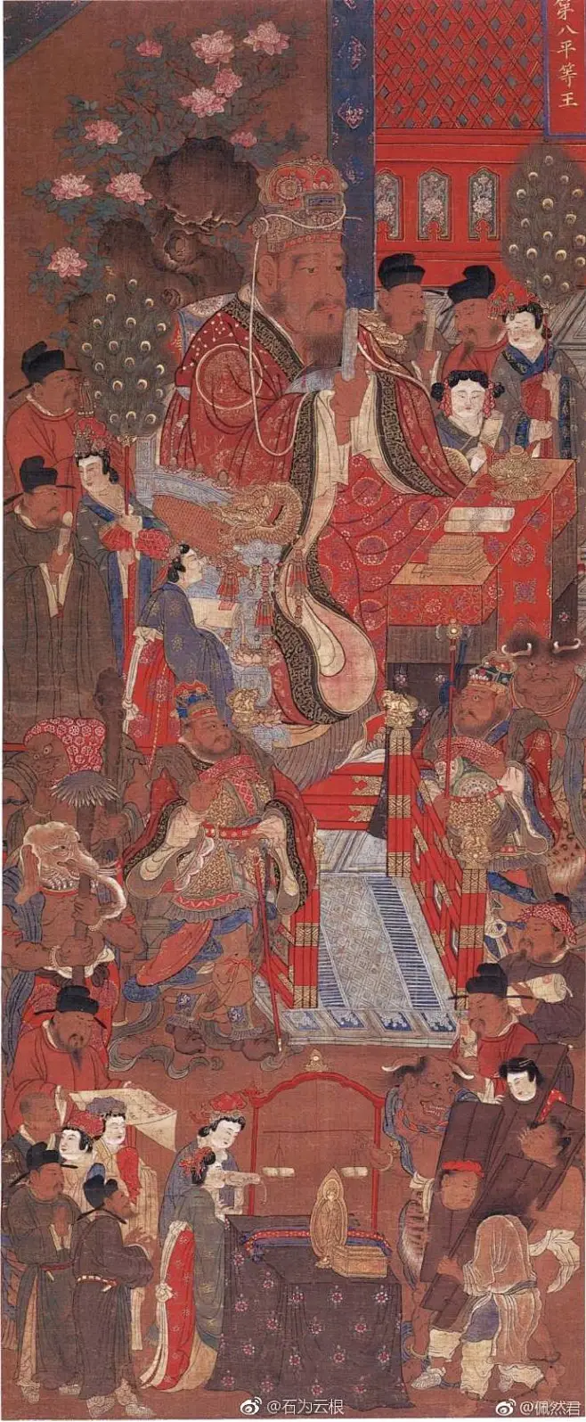 上一条微博发的是日本静嘉堂藏阎王图，桌子上摆的朱漆描金盝顶盒子，有人问到这个的用途，我想起来去年在深圳望野博物馆见过一个类似的石质的盒子（图3 ...