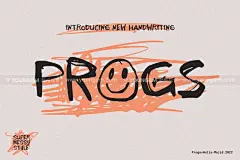 创意趣味潮流手写草书品牌logo海报杂志标题包装英文字体Progs图片