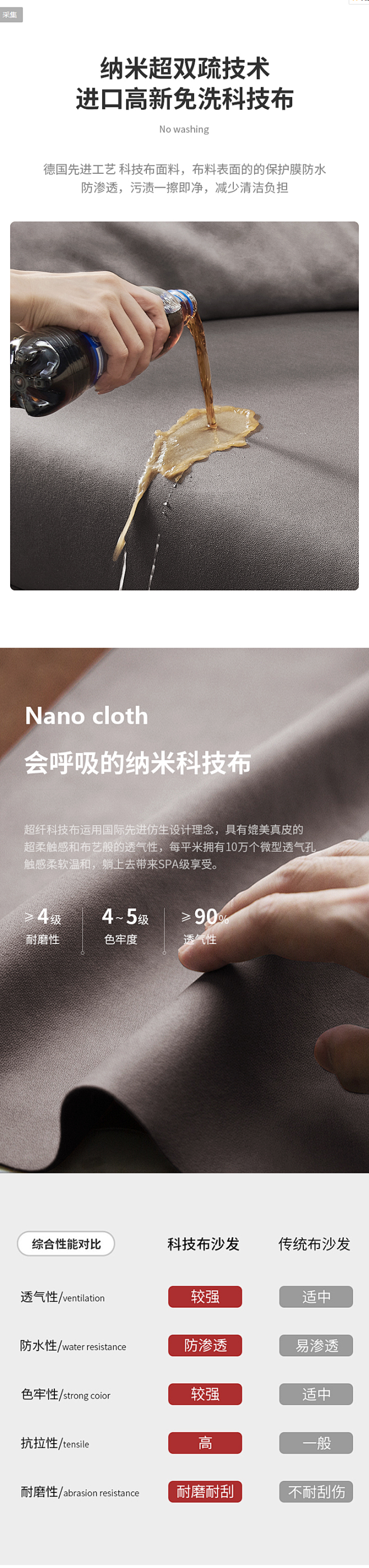 baxter羽绒沙发纳米科技布意式真皮客...
