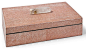 Destin Coastal Beach Coral Faux Shagreen Clear Crystal Rectangle Box - 12