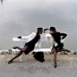 NP_FA_IM009 : Iman & Jerry Hall - Iconic Images : Somali-American fashion model and actress Iman and American fashion model Jerry Hall in Paris at the French Collections, photographed for French Vogue Magaze, Spring 1982.