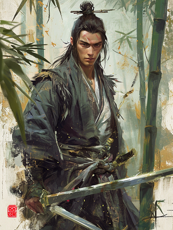 AI国风武侠角色概念设定图集 古风武侠人物服装设计素材 插画临摹-淘宝网