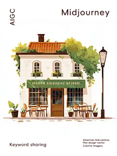 咒语分享复古风咖啡店扁平风插画☕AIGC - 小红书