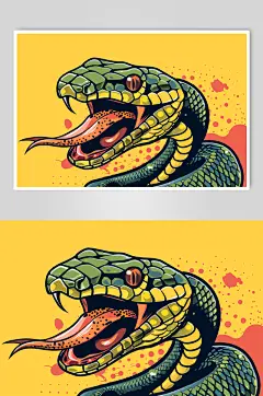 AI数字艺术蛇年漫画风插画