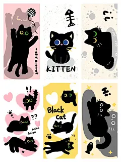 原创猫小黑手机壁纸｜可爱手机壁纸