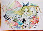 水彩画 手绘 插画 女孩 作者微博by 森眠子 小清新 少女心  花 童话 花花草草 步骤 教程 线稿 线条 水彩