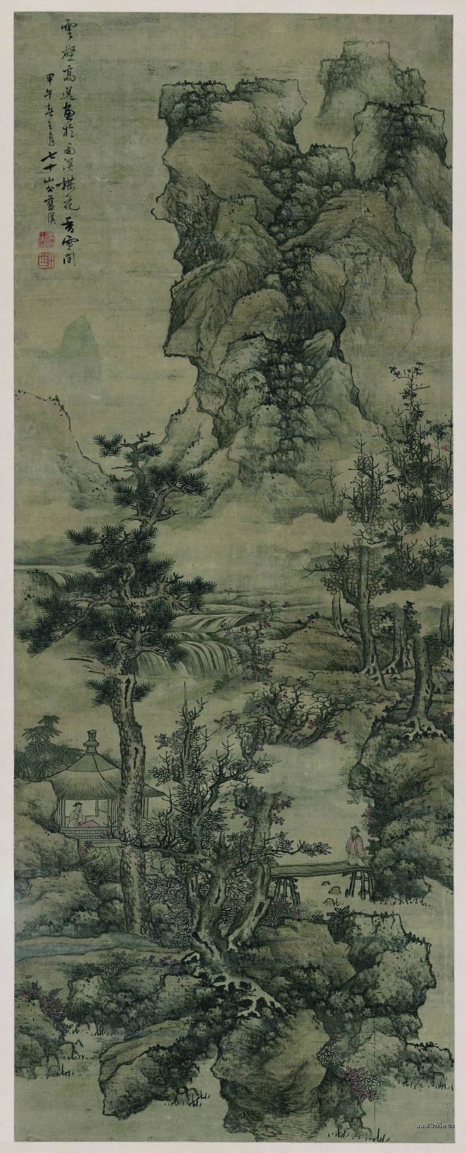 明 蓝瑛 云壑高逸图绢本172×66 安...