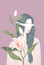 女人与花
