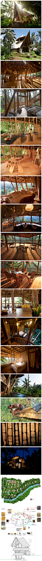 ：“绿色村庄”社区印尼巴厘岛，为了跟周围“绿色学校”协调同一，ibuku再次用非常传统的建筑方法和当地工匠手艺，用竹子设计了 几套房子，每个居住都有其自己独特的面貌...