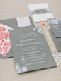 Floral Gray and White Foil #Wedding Invitations via Oh So Beautiful Paper: http://ohsobeautifulpaper.com/2014/06/ashley-anthonys-gray-and-white-foil-wedding-invitations/ | Invitation: Paper Moss Photo: Ruth Eileen Photography