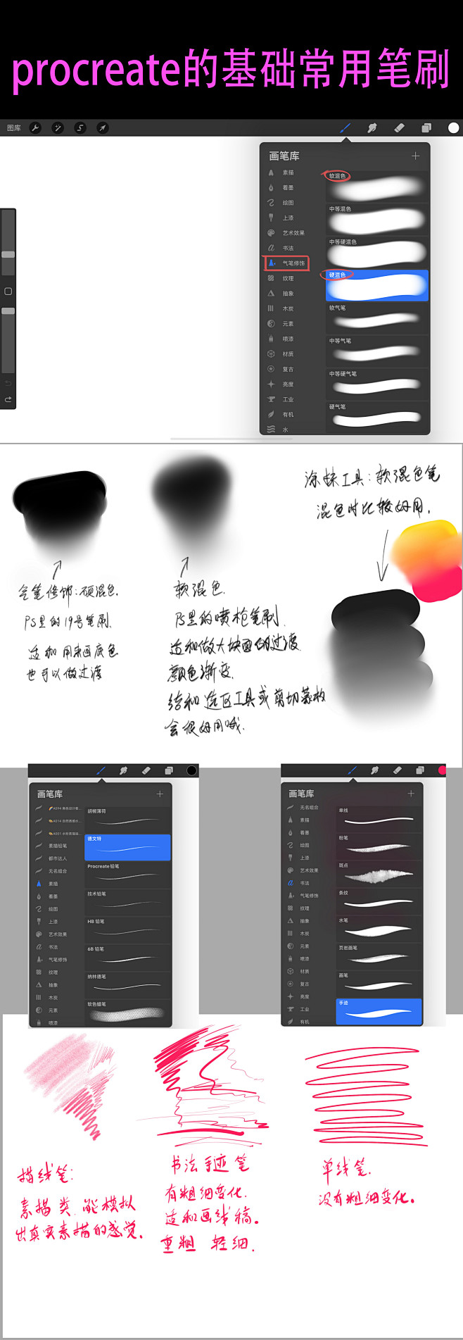 关于procreate的常用笔刷