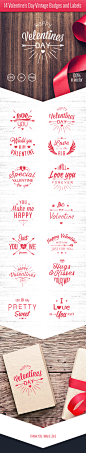 14 Valentine’s Day Vintage Badges and Labels : 14 Valentine’s Day Vintage Badges and Labels for use in Valentine’s, postcards, congratulations cards, Invitation cards etc. Badges and labels full made by hand and vectorized for any scale. Mainly used by de