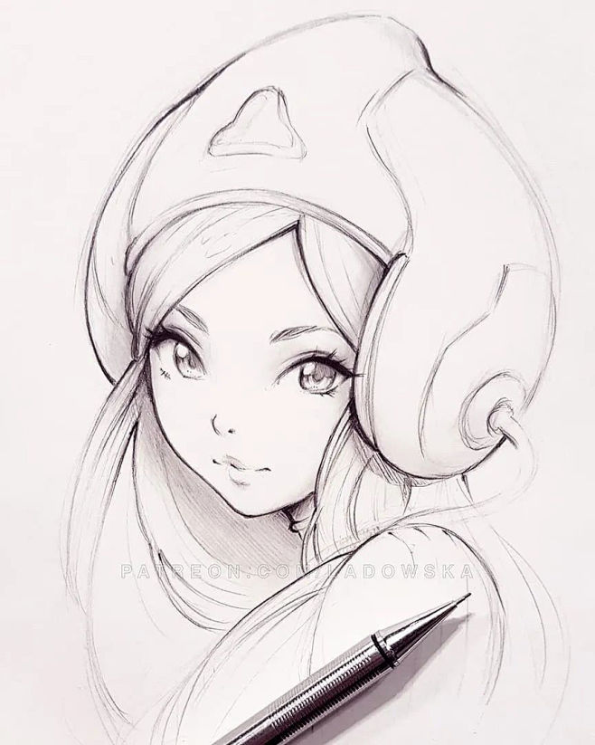 asialadowska自动铅笔绘画