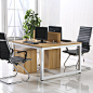 双人办公桌简约现代四人组合办公桌椅职员屏风卡座2/4/6人工作位-淘宝网