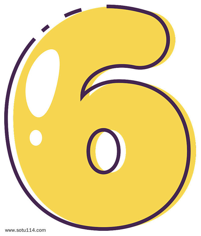 手绘彩色可爱数字6