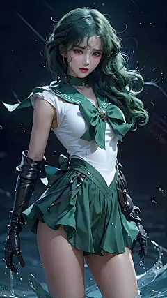 AI绘画壁纸～绿色系美女 