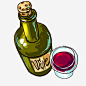 卡通红酒酒瓶和酒杯