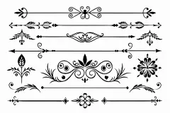 图源免费EPS文件 |西部主题设计元素。优雅的分隔装饰矢量插画。分隔线矢量图形插画