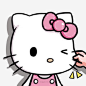卡通凯蒂猫咪免抠素材_图宝宝 https://bao16.com katty猫 不高兴表情 影子 捏你脸 眨眼睛 粉色蝴蝶结 裙子
