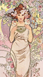 其中包括图片：Rose: Flower Series by Alphonse Mucha