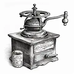 AI手绘古董图黑白线描图