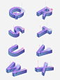 3D立体字母科技风矢量设计元素