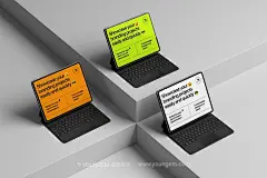 10款现代时尚IPad Pre苹果平板电脑屏幕壁纸ui设计作品贴图psd样机素材模板下载_颜格视觉