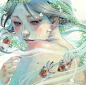 【日本插画家平野実穂(Miho Hirano) 的唯美风格插画作品】<br/>烟雾、水缭绕也是平野实穗爱用的素材，让画面同时看起来诡异但又梦幻。