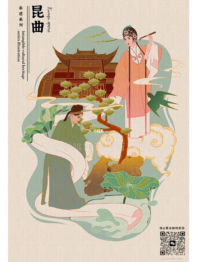 非遗系列插画第一辑（含线稿）-花瓣网