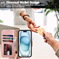 Amazon.com: Arae Compatible with iPhone 15 Case with Card Holder and Wrist Strap Wallet Flip Cover for iPhone 15 6.1 inch,Rose Gold : Cell Phones & Accessories