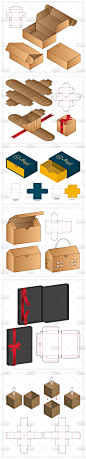多边形异形盒圆筒桃心椭圆拎袋包装盒刀模展开图3D展示ai设计素材-淘宝网